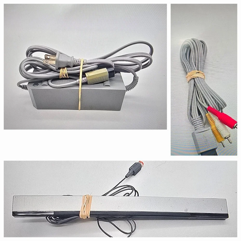 OEM Nintendo Wii Power Supply Ac Adapter + Wired Sensor Bar+ AV Cables Tested